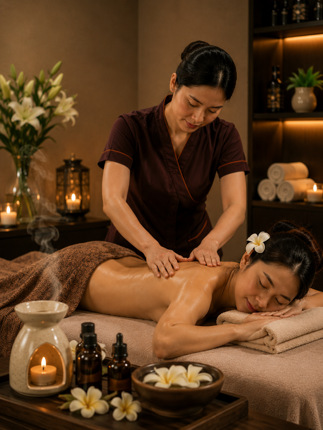 Premium aromatherapy oils visual for Aroma Therapy at Rejoice International Spa